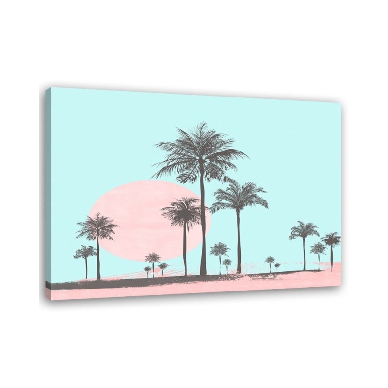 Digital art Canvas painting - Palm trees against a pink sun Andrea Haase | FEEBY