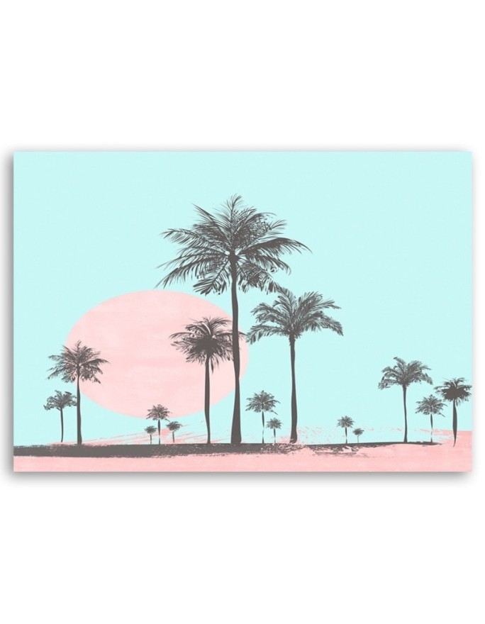 Digital art Canvas painting - Palm trees against a pink sun Andrea Haase | FEEBY