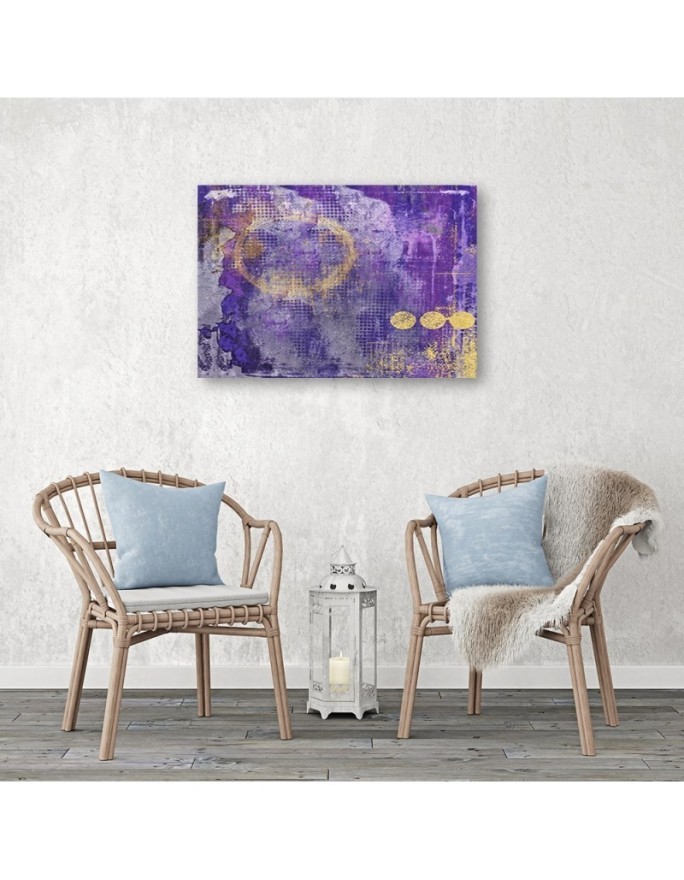 Wall art painting - Purple abstract with gold elements | FEEBY