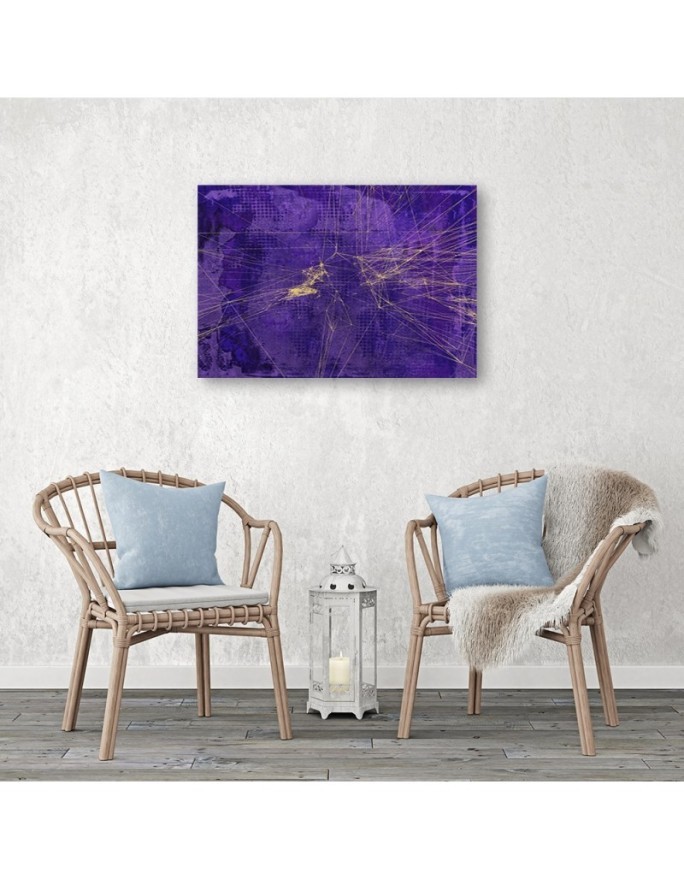 Loft Canvas painting - Gold lines on purple background Andrea Haase | FEEBY
