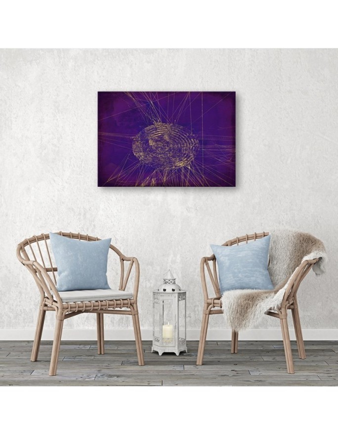 Modern Canvas painting - Golden circle on purple background Andrea Haase | FEEBY