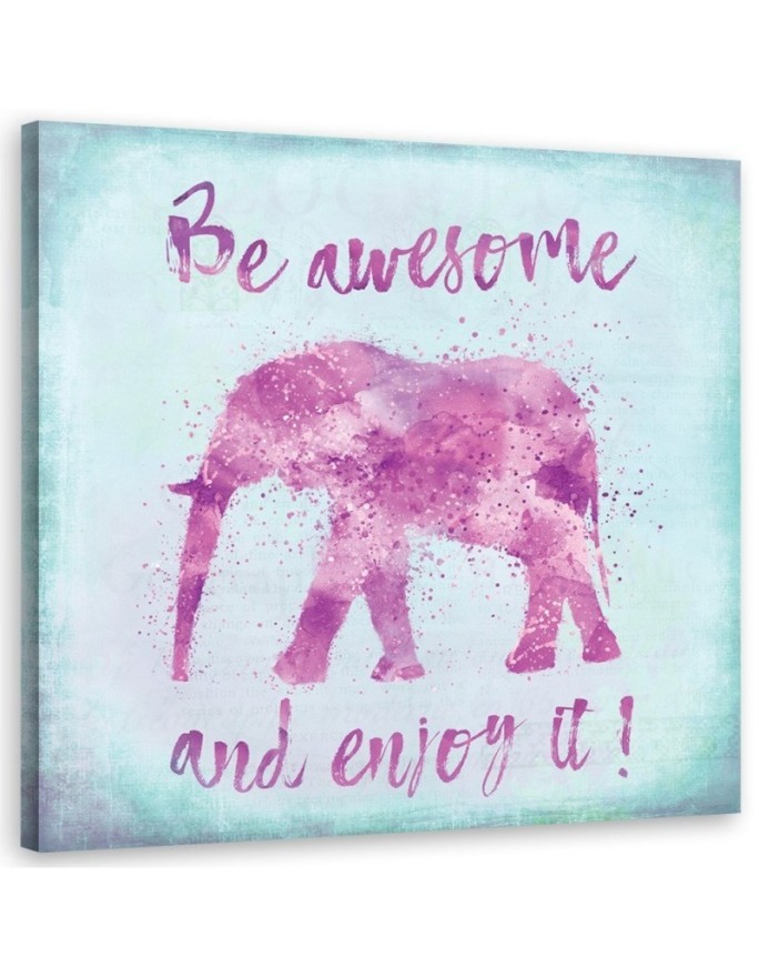 Canvas prints for children's room Inscription and pink elephant Andrea Haase | FEEBY