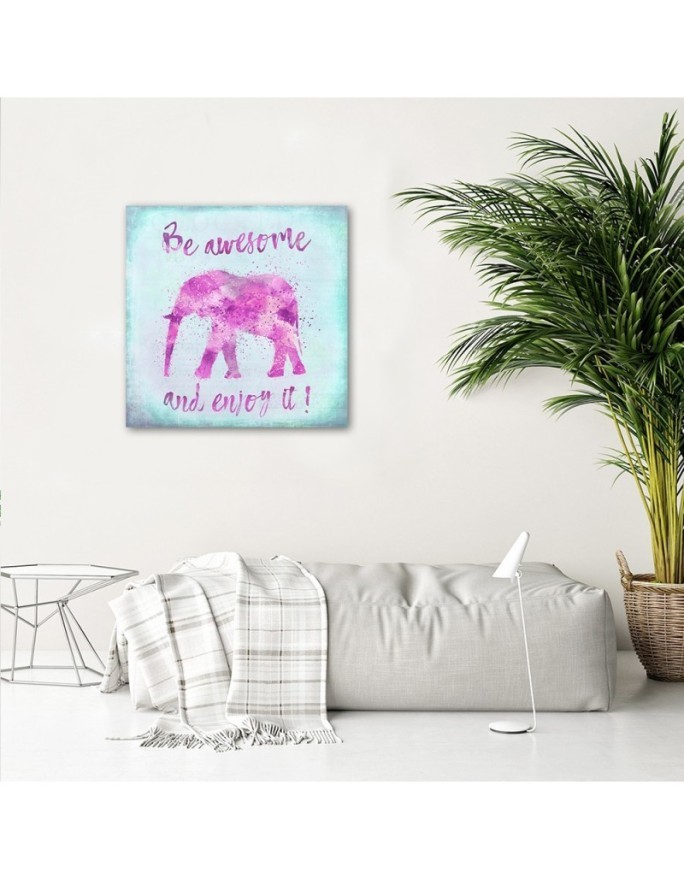 Canvas prints for children's room Inscription and pink elephant Andrea Haase | FEEBY