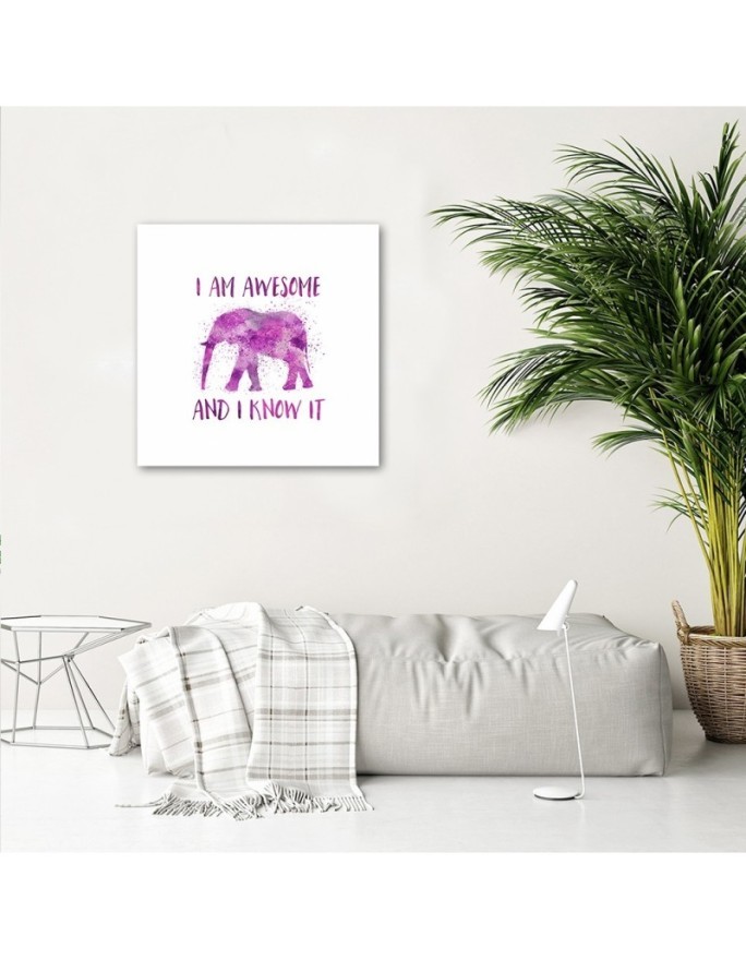 Decorative Canvas painting for wall Inscription and elephant Andrea Haase | FEEBY
