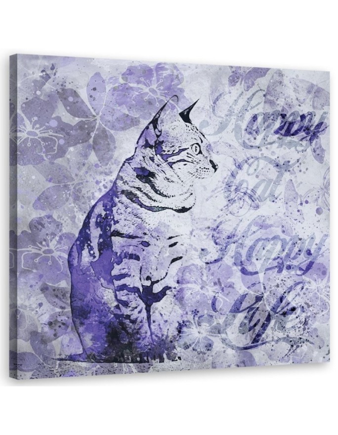Canvas prints for girl - Cat on purple background Andrea Haase | FEEBY