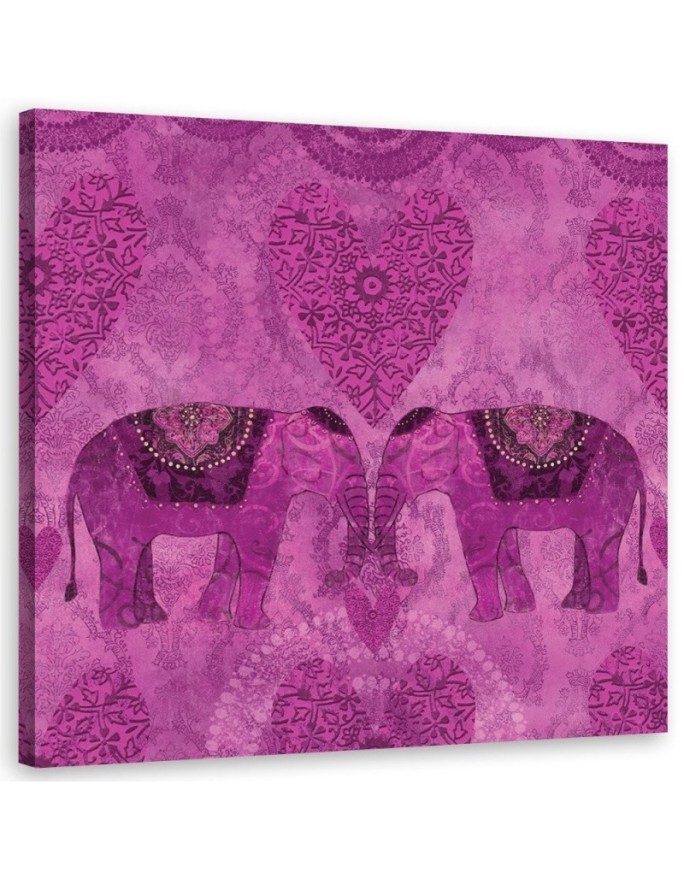 Wall art paintings for living room Two pink Indian elephants Andrea Haase | FEEBY