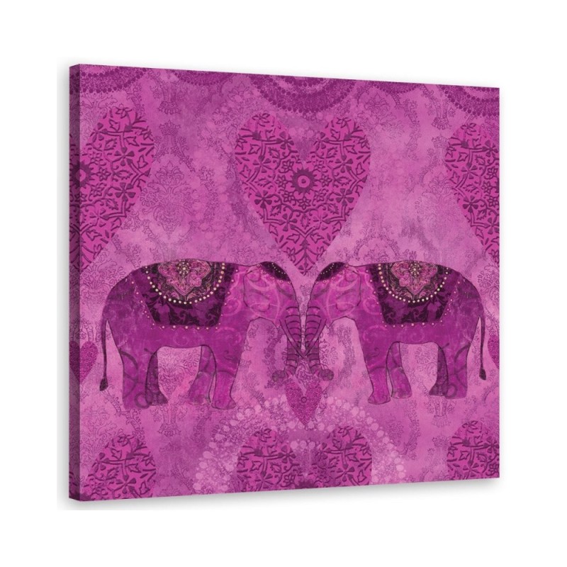 Wall art paintings for living room Two pink Indian elephants Andrea Haase | FEEBY