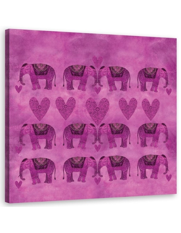 Canvas prints Indian elephants on pink background for bedroom Andrea Haase | FEEBY