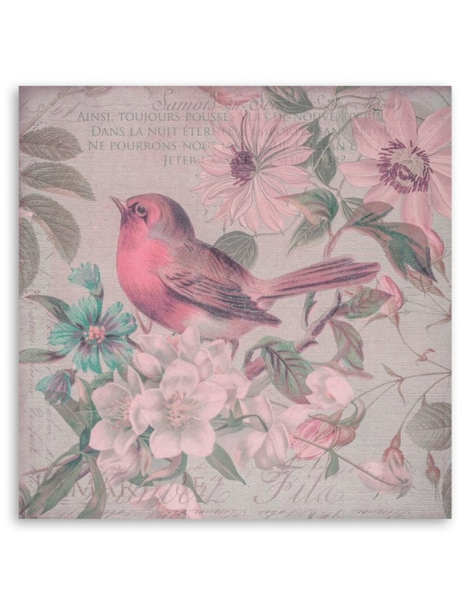 Canvas prints Bird on a branch and flowers in shabby chic style Andrea Haase | FEEBY