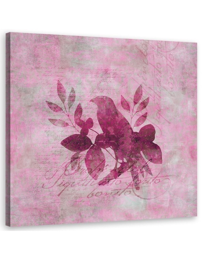 Wall art painting Bird on a branch on a pink background Andrea Haase | FEEBY