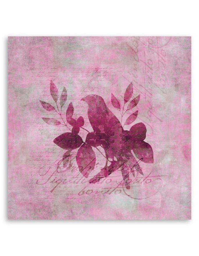Wall art painting Bird on a branch on a pink background Andrea Haase | FEEBY