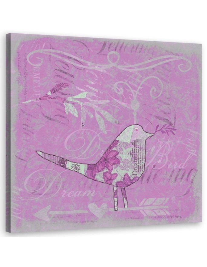 Canvas prints for girl's room Pink bird shabby chic Andrea Haase | FEEBY