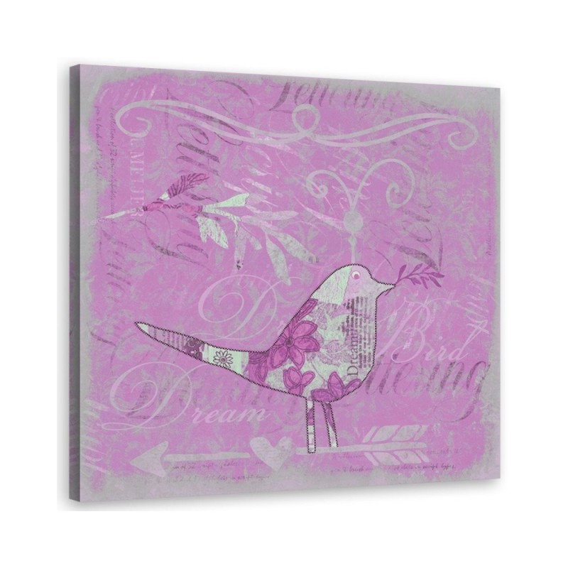 Canvas prints for girl's room Pink bird shabby chic Andrea Haase | FEEBY