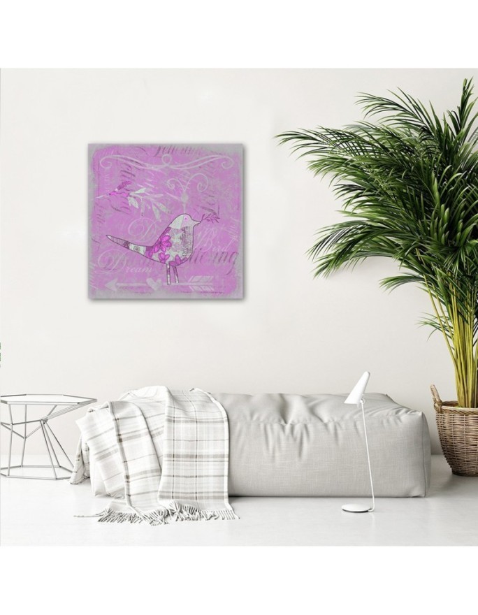 Canvas prints for girl's room Pink bird shabby chic Andrea Haase | FEEBY