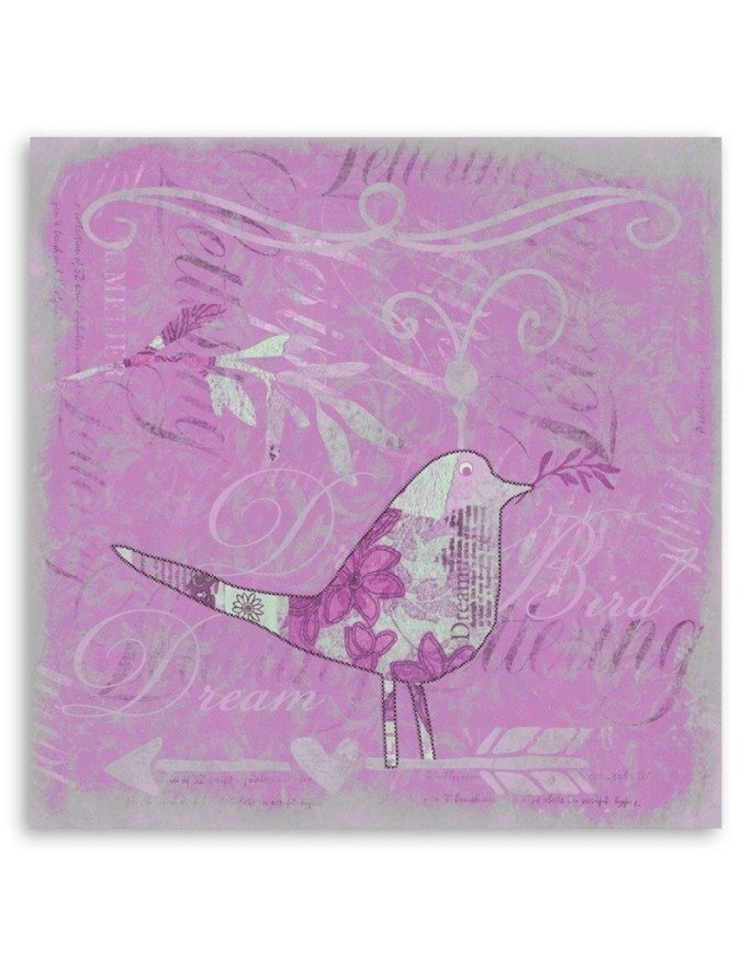 Canvas prints for girl's room Pink bird shabby chic Andrea Haase | FEEBY