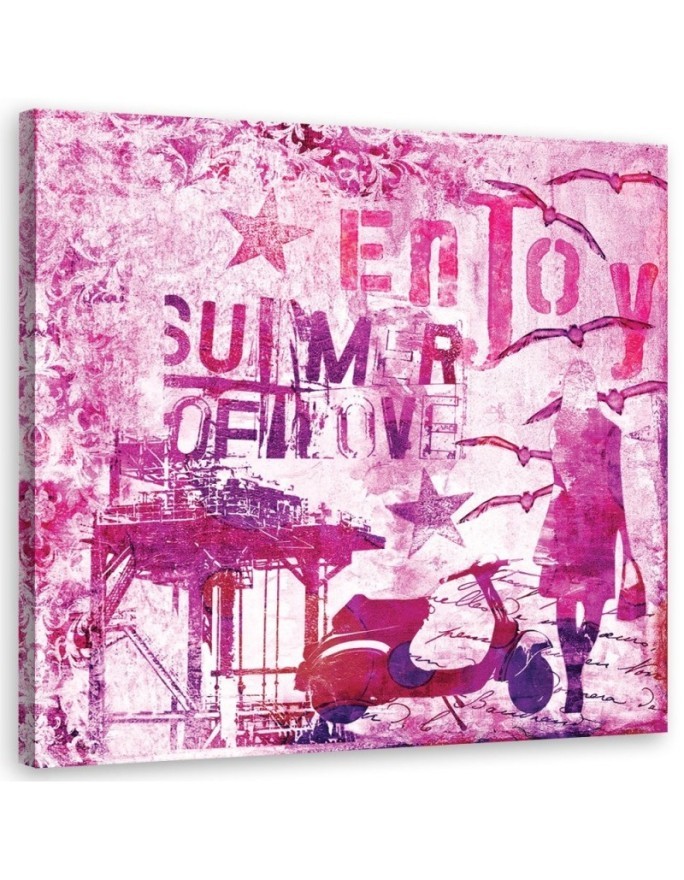 Youth Canvas painting Pink lettering collage Andrea Haase | FEEBY