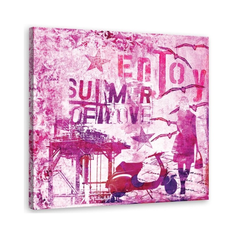 Youth Canvas painting Pink lettering collage Andrea Haase | FEEBY