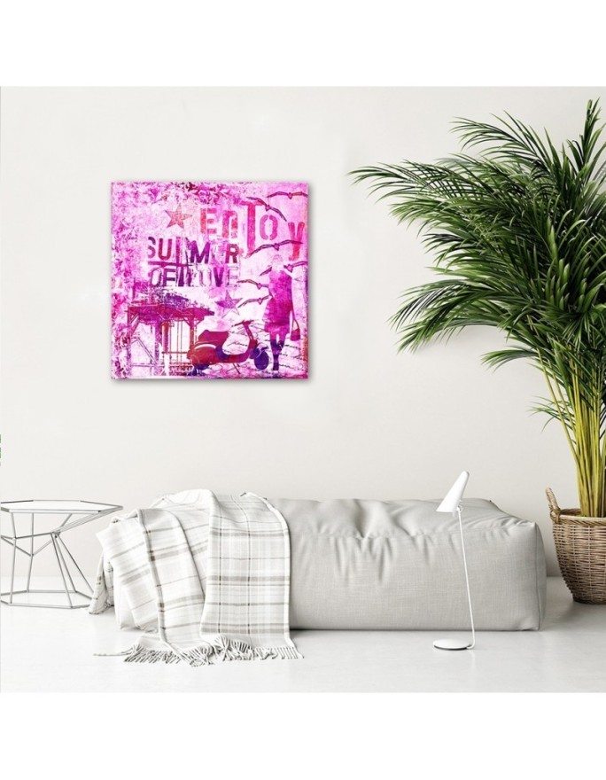Youth Canvas painting Pink lettering collage Andrea Haase | FEEBY