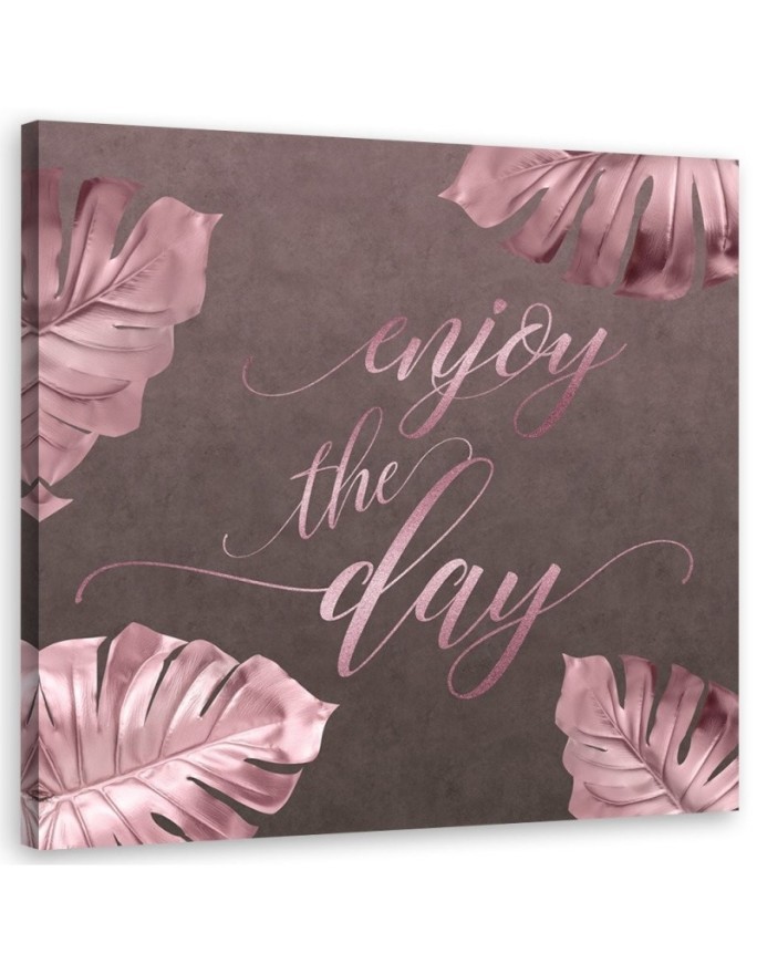 Canvas prints for glamour style - Pink leaves and lettering Andrea Haase | FEEBY