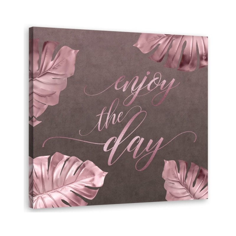 Canvas prints for glamour style - Pink leaves and lettering Andrea Haase | FEEBY