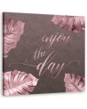 Canvas prints for glamour style - Pink leaves and lettering Andrea Haase | FEEBY