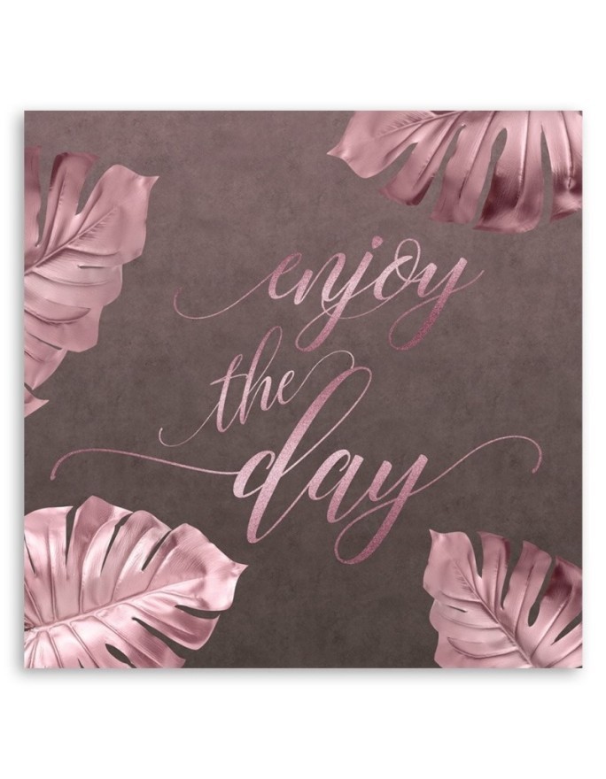 Canvas prints for glamour style - Pink leaves and lettering Andrea Haase | FEEBY
