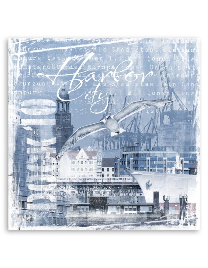 Canvas prints for living room - Port blue postcard Andrea Haase | FEEBY