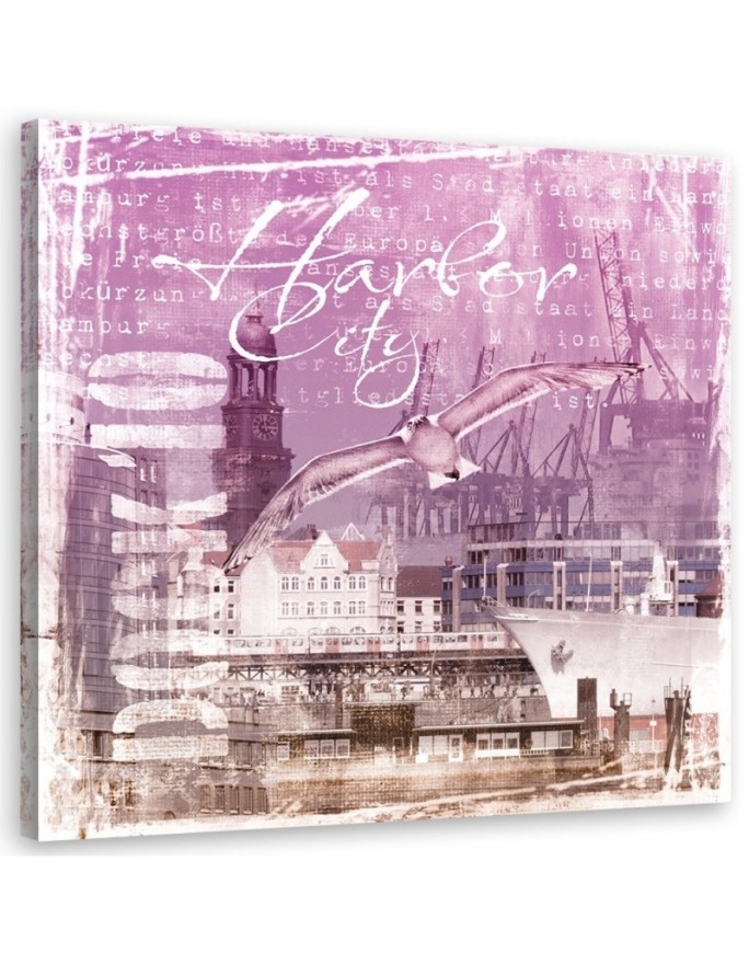 Dining room wall art painting - Port pink postcard Andrea Haase | FEEBY