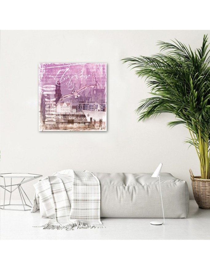 Dining room wall art painting - Port pink postcard Andrea Haase | FEEBY