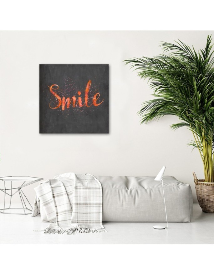 Pictures on Canvas for the hallway on the wall - Inscription smile | FEEBY
