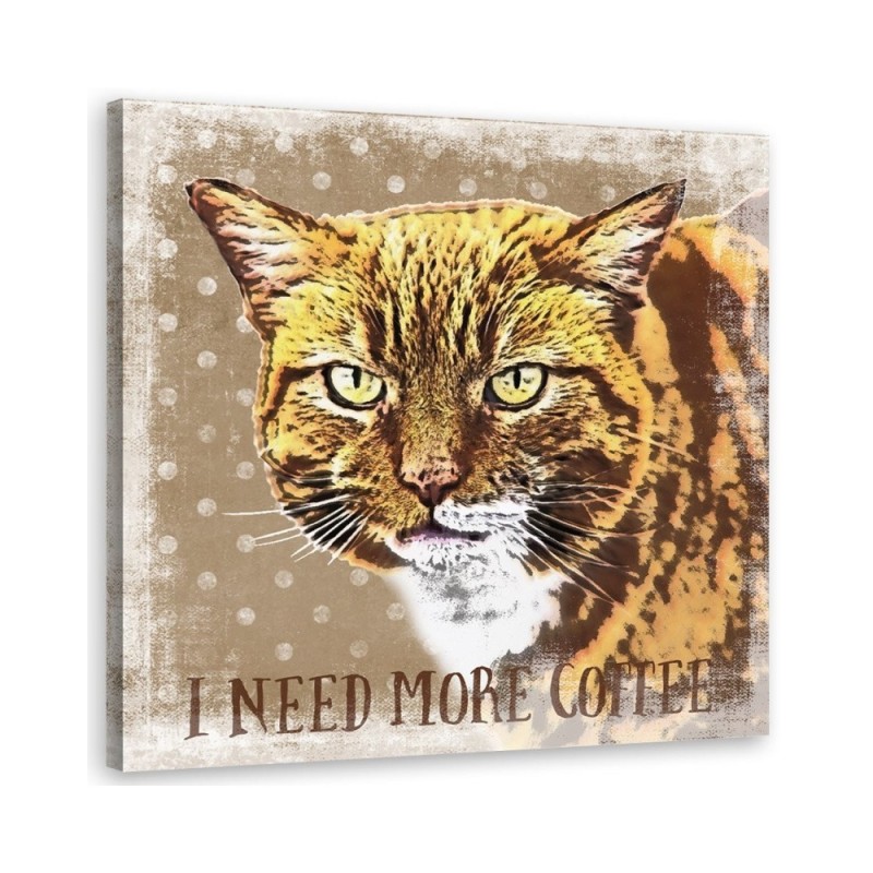 Brown Cat - Canvas painting for the kitchen More Coffee Andrea Haase | FEEBY