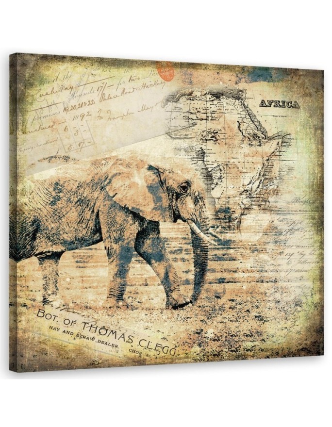 Elegant Canvas painting for office - Elephant and old map of Africa Andrea Haase | FEEBY