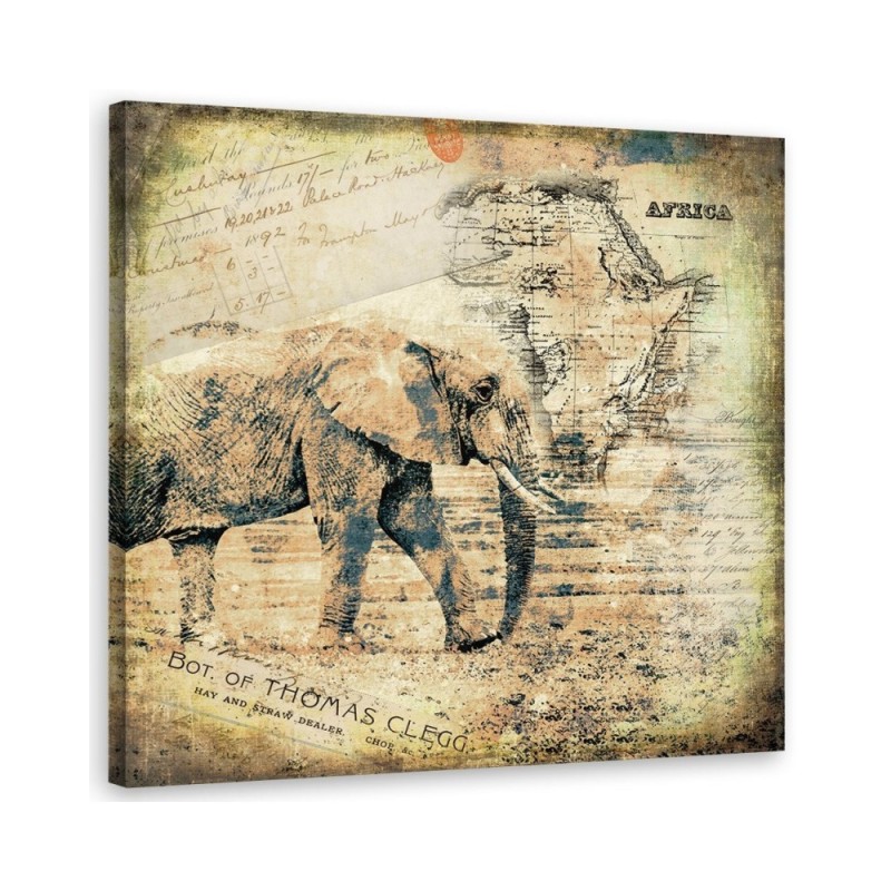 Elegant Canvas painting for office - Elephant and old map of Africa Andrea Haase | FEEBY
