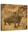 Wall art illustration painting - Hippopotamus in sepia Andrea Haase | FEEBY