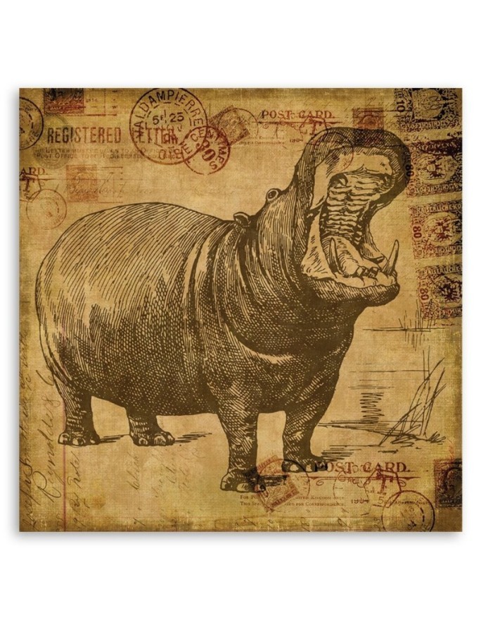 Wall art illustration painting - Hippopotamus in sepia Andrea Haase | FEEBY