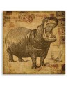 Wall art illustration painting - Hippopotamus in sepia Andrea Haase | FEEBY