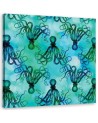 Wall art painting for the bathroom Turquoise octopuses Andrea Haase | FEEBY