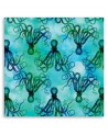 Wall art painting for the bathroom Turquoise octopuses Andrea Haase | FEEBY