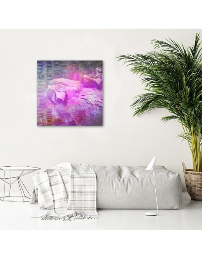 Canvas painting for the wall - Pink parrot Andrea Haase | FEEBY