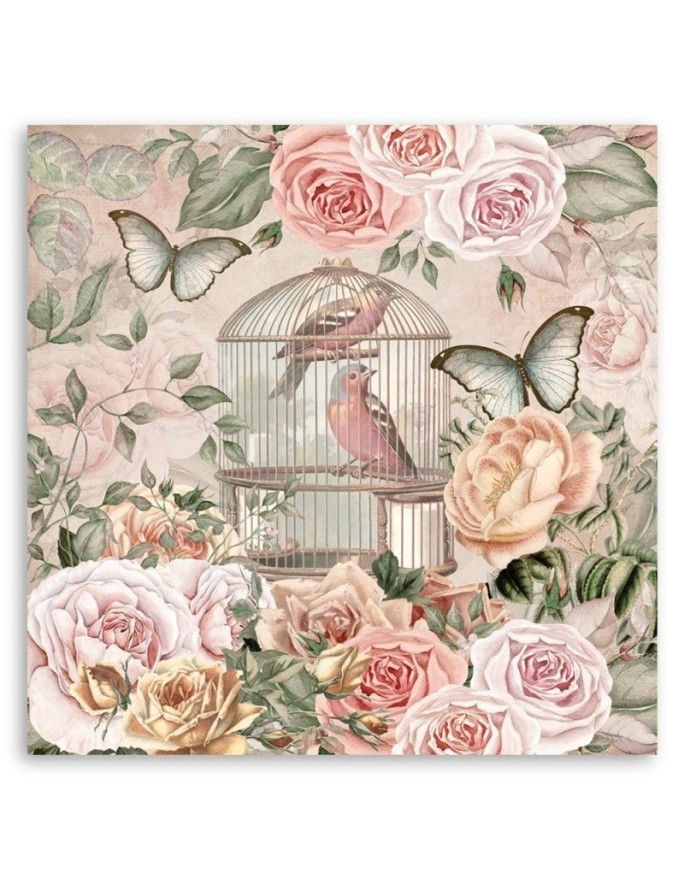 Canvas prints for dining room, living room - Peonies and birds in a cage Andrea Haase | FEEBY