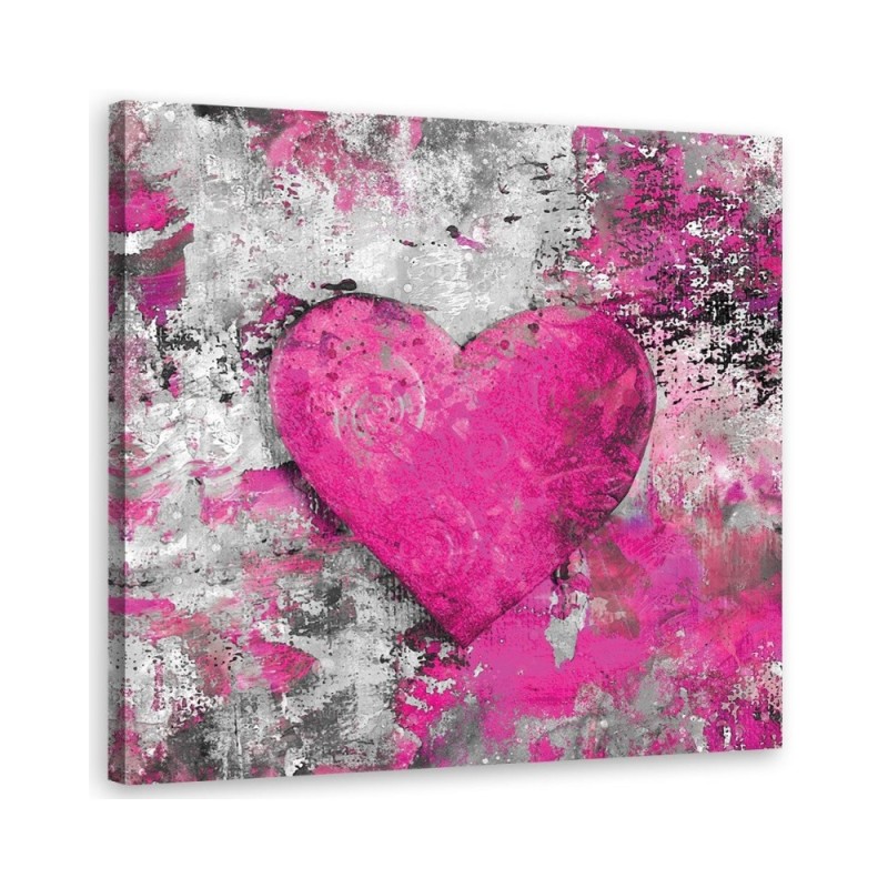 Bedroom Canvas painting - Watercolour pink heart Andrea Haase | FEEBY