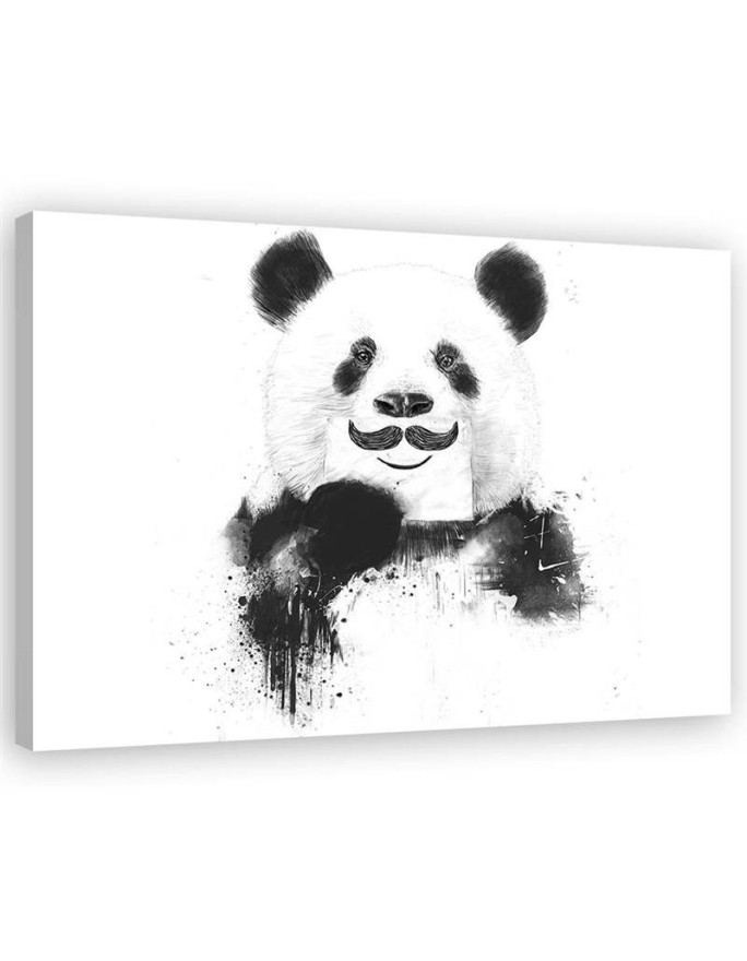 Children's room canvas print - Black and white panda Balazs Solti | FEEBY