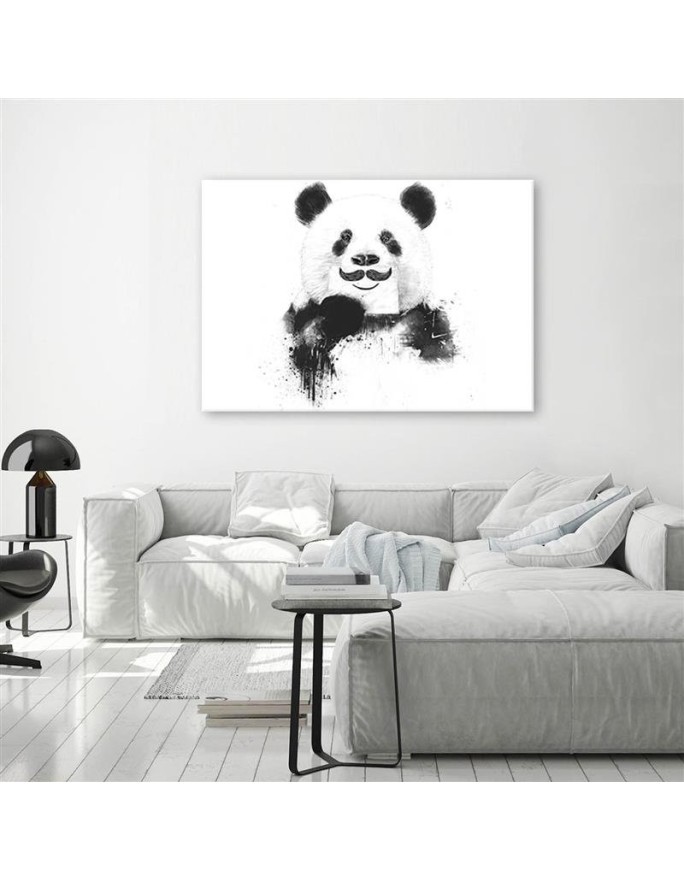 Children's room canvas print - Black and white panda Balazs Solti | FEEBY