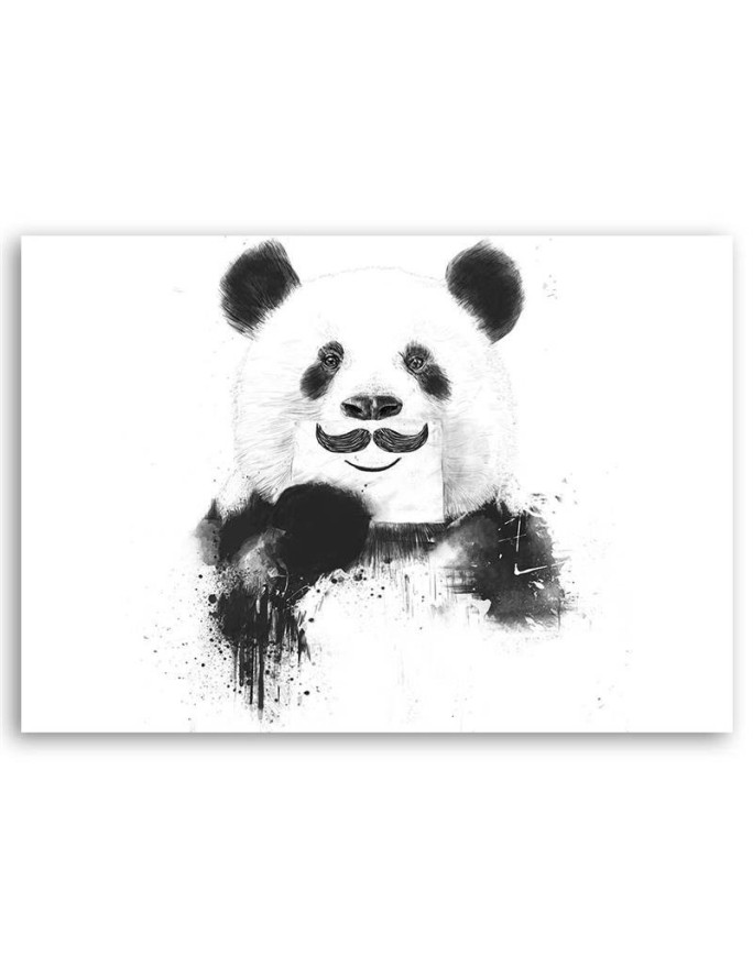 Children's room canvas print - Black and white panda Balazs Solti | FEEBY
