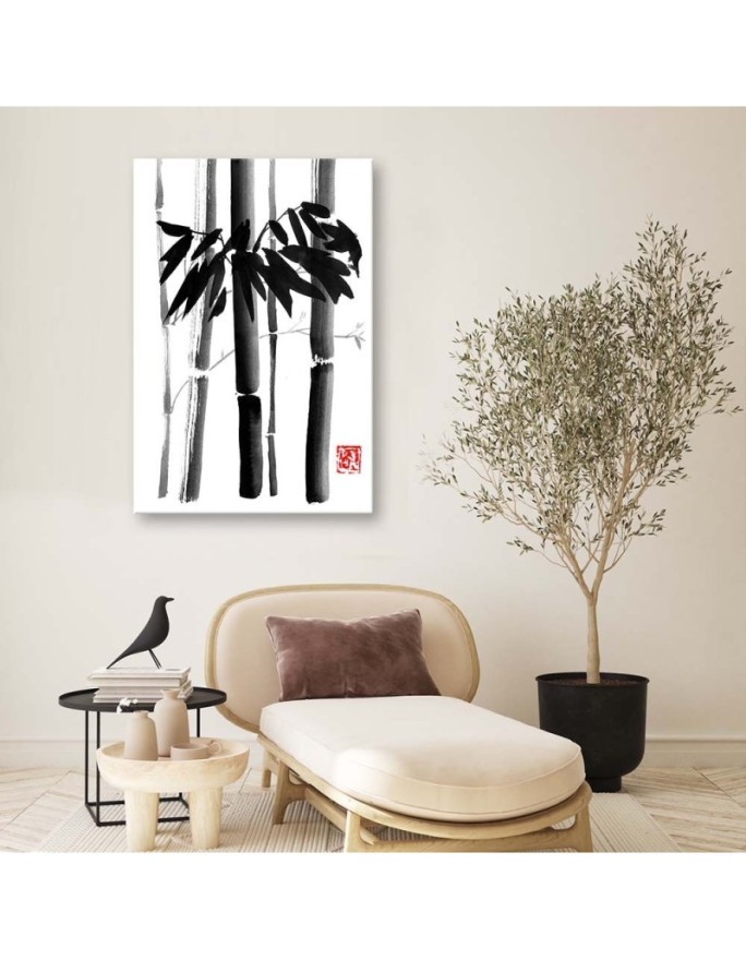 Canvas painting black and white - Bamboo trees Péchane | FEEBY