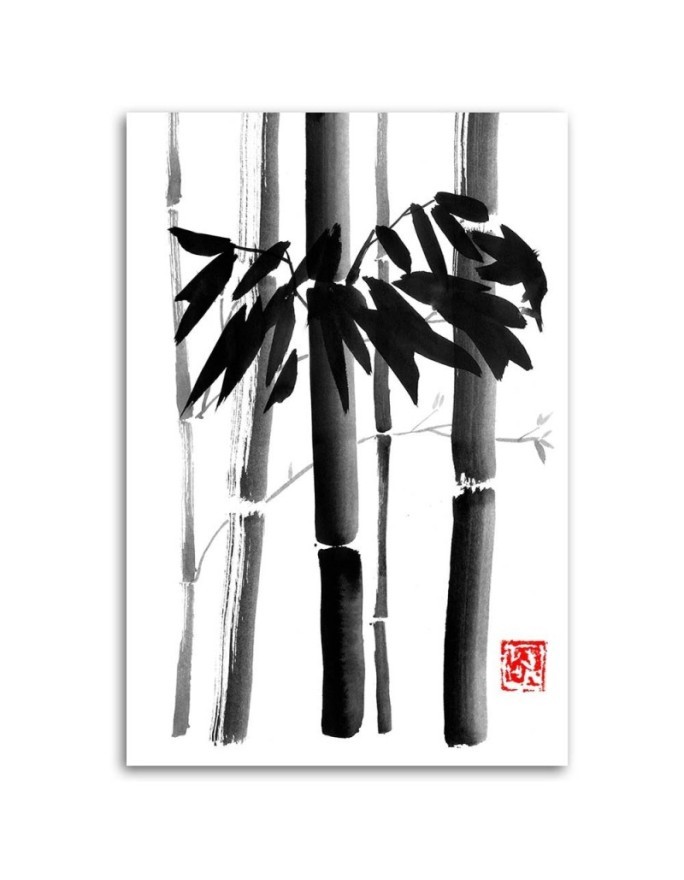 Canvas painting black and white - Bamboo trees Péchane | FEEBY