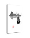 Black and white Canvas painting - Boat on a lake Péchane | FEEBY
