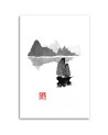 Black and white Canvas painting - Boat on a lake Péchane | FEEBY