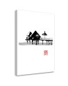 Black and white wall art painting - Tropical cottages Péchane | FEEBY
