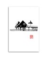 Black and white wall art painting - Tropical cottages Péchane | FEEBY